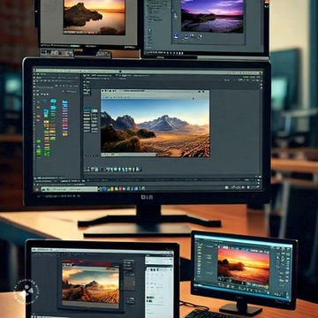 An image of some screens with image editors