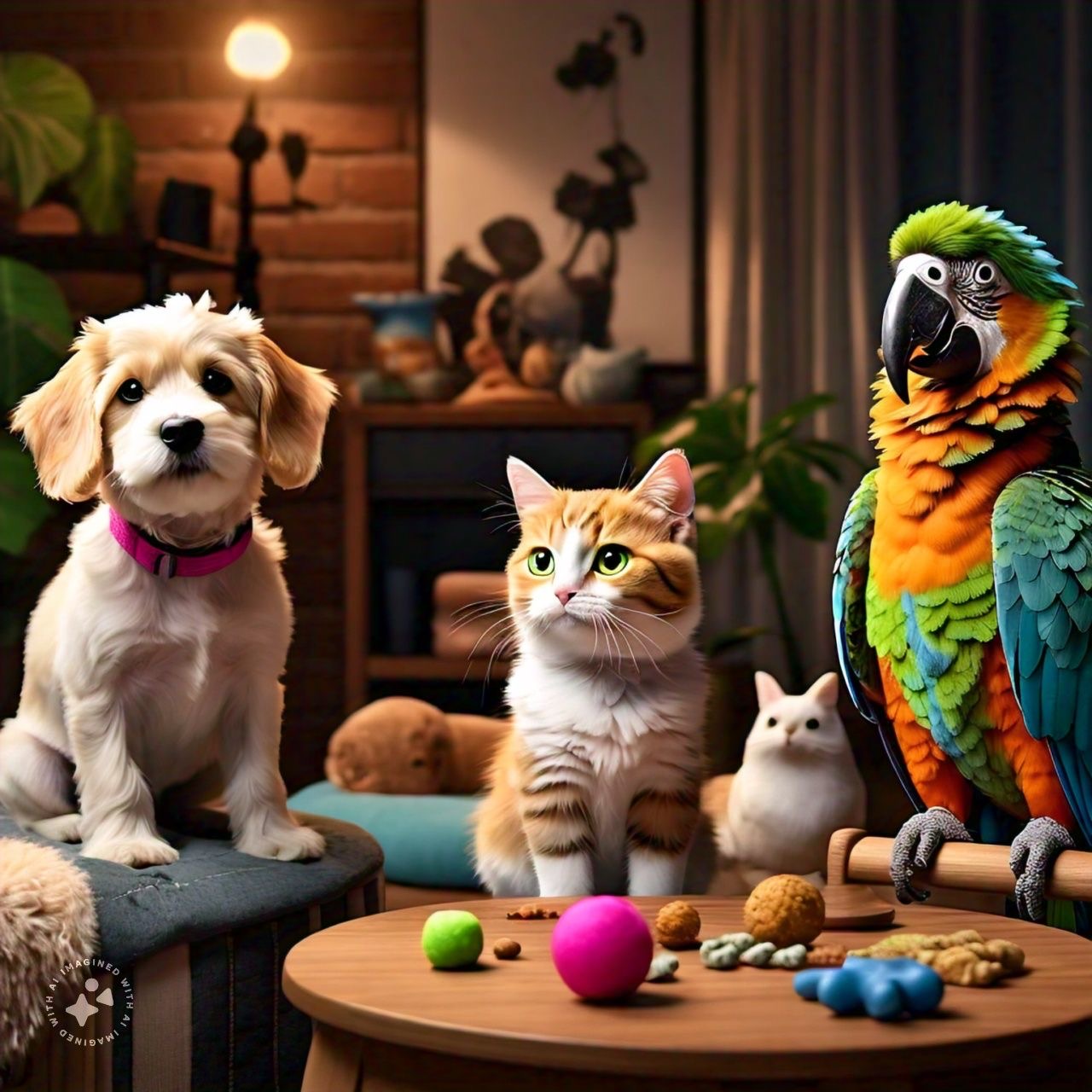 An image showing several pets